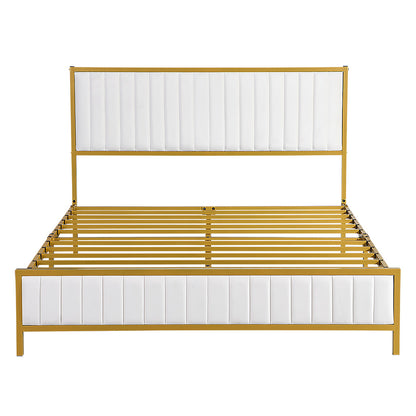 Premium Metal Bed Frame Under Bed Storage Double Beige  Durable Frame