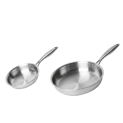 Stainless Steel Frying Pan Set Tri Ply 49x28x6cm