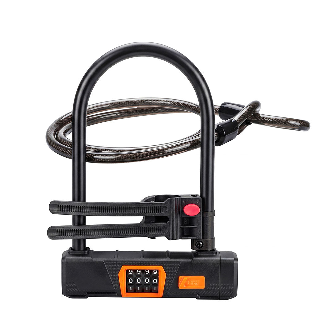 Bike Lock 4 Digit Combination Bicycle D Lock Security Cable Anti Theft Scooter