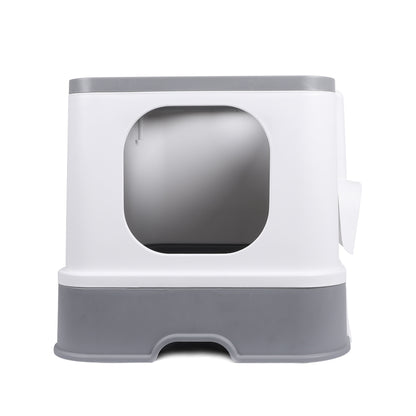 Cat Litter Box Fully Enclosed Kitty Grey