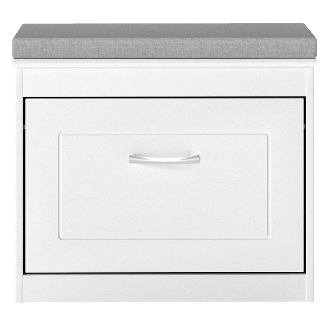 Shoe Rack Storage Bench White 60x24x51cm