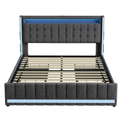 Cozy Double Bed Frame  High Back Support Classic Durable Compact