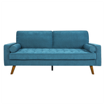 Stylish Fabric Sofa Armchair 3 Seater Couch Blue 191cm Wide