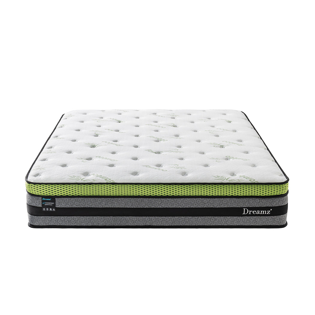 Contemporary Queen Cooling Mattress Pocket  Wood Finish Classic