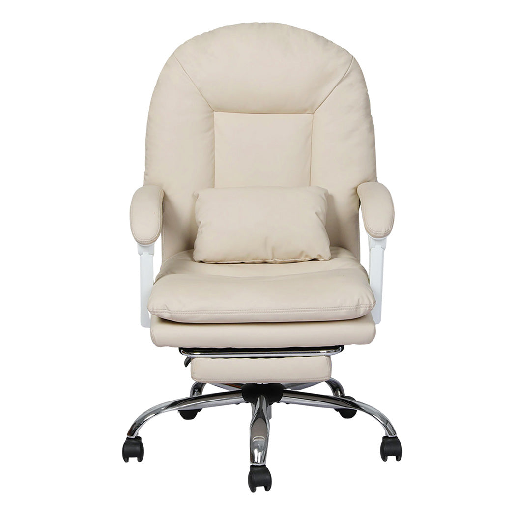 Executive Office Chair Beige Leather