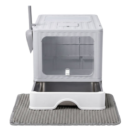 Stainless Steel Enclosed Cat Litter Box Grey 49x38x36cm