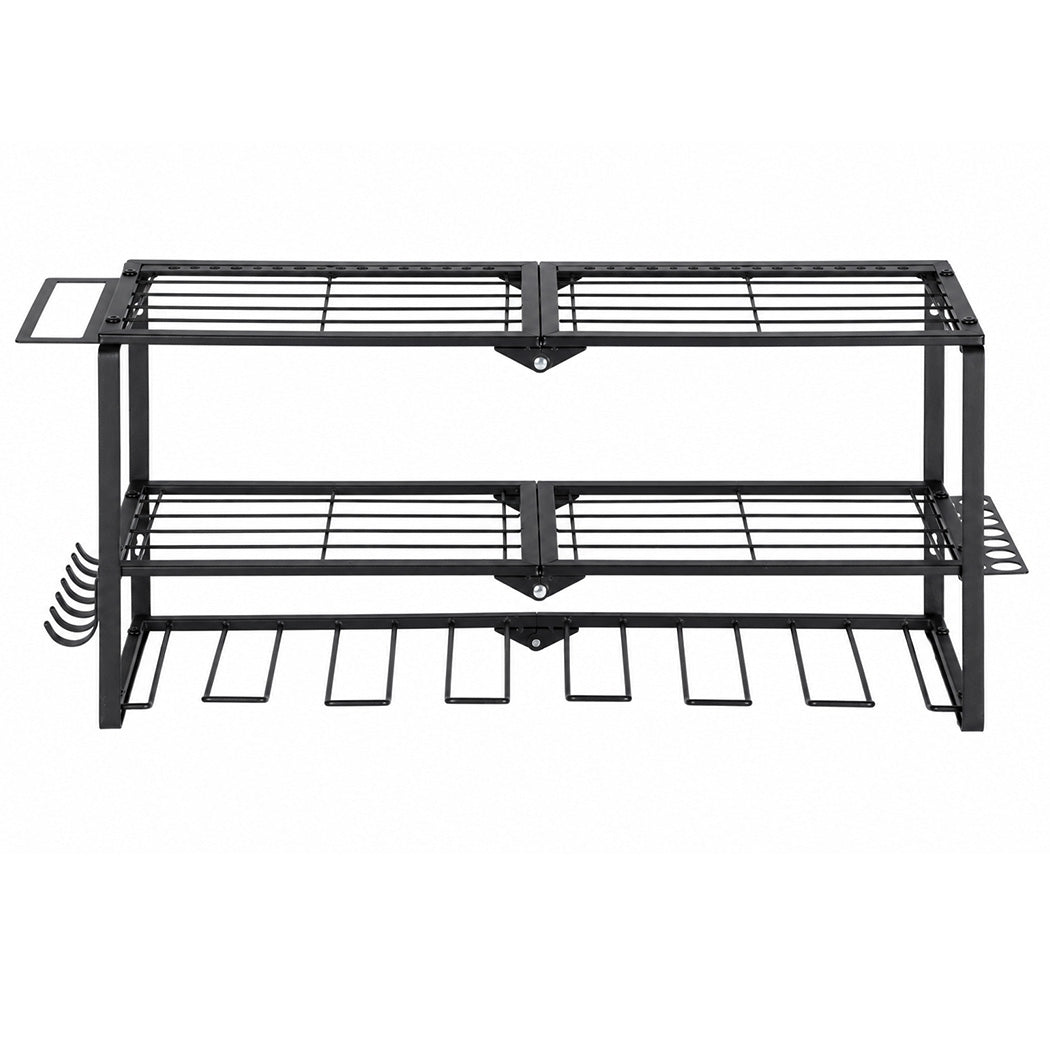 Garage Storage 3 Tier Rack Black 66x20x32cm
