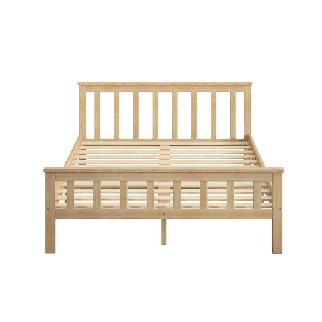 Luxury Wooden Bed Frame Queen Size Mattress Natural  Foldable