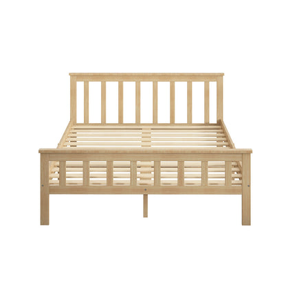 Luxury Wooden Bed Frame Queen Size Mattress Natural  Foldable