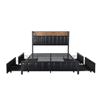 Double Bed Frame Storage Drawer 208x140x101cm