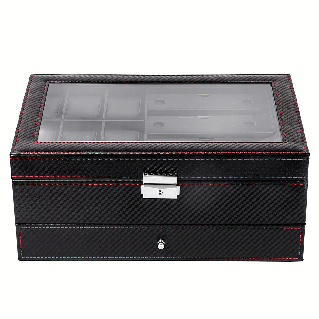 Watch Box 6 Slot Leather Case 33x20x13cm