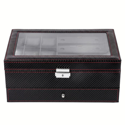Watch Box 6 Slot Leather Case 33x20x13cm