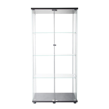 Cozy 164cm Glass Display Cabinet 2 Doors  Wood Finish Classic