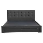 King Bed Frame Fabric 4 Storage Dark Grey