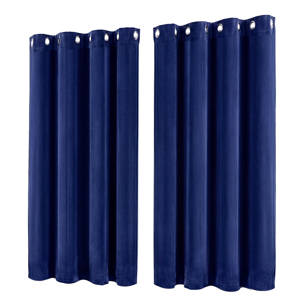 Marlow Velvet Blackout Curtains 2-Panel Room Darkening Eyelet Curtains 132x160cm