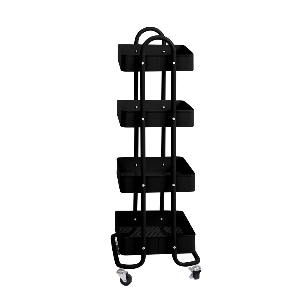 4 Tiers Kitchen Trolley Cart Black
