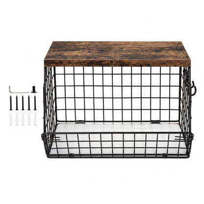 Toque Fruit Snack Storage Basket 2PCS Stackable Wall Mounted Kitchen Wood Lid