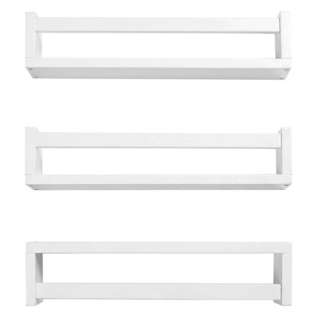Kids Floating Wall Shelves Pine Wood 3 Pack | HomeAndLiving - 3
