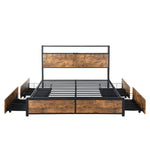 Luxury Queen Bed Frame RGB LED 4 Drawers USB  Scandi Inspired Design