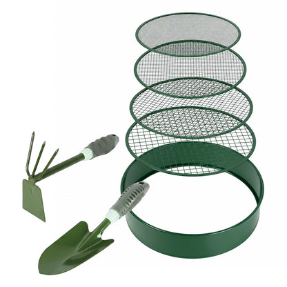 Garden Sieve Set Green Metal 31.2x7.2cm