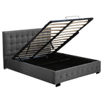 Gas Lift Bed Frame Fabric Base Double Dark Grey