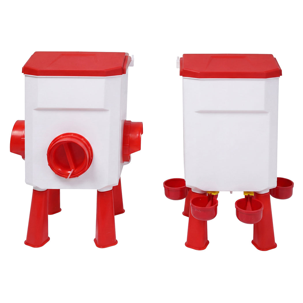 Pawz Auto Chicken Feeder and Waterer Set 12kg 11L Gravity Food Water Dispenser