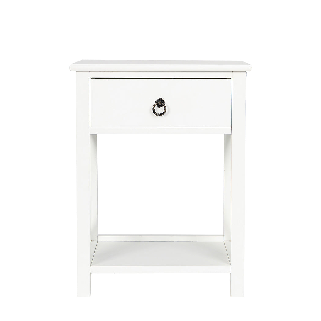 2x Bedside Tables Drawers Side
