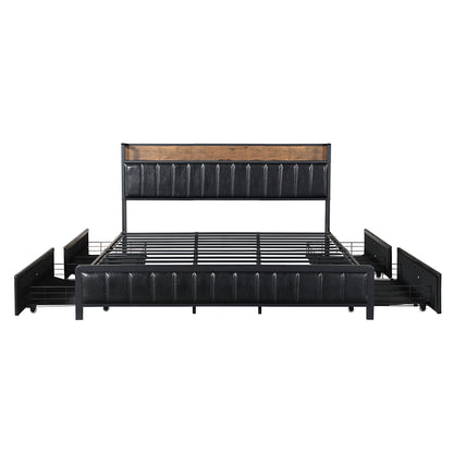 King Bed Frame Storage Drawer 220x186x101cm