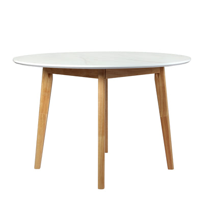 Versatile Dining Table Round Rubberwood Base 120cm White 120 CM