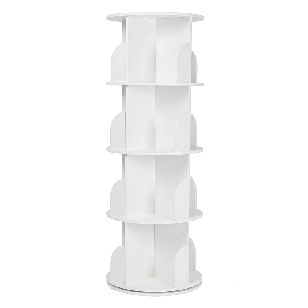 Rotating Bookshelf 4 Tier White 46x46x127cm