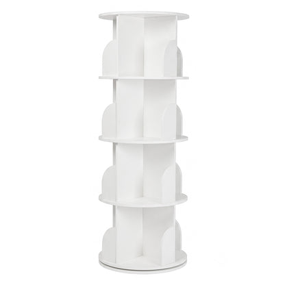 Rotating Bookshelf 4 Tier White 46x46x127cm