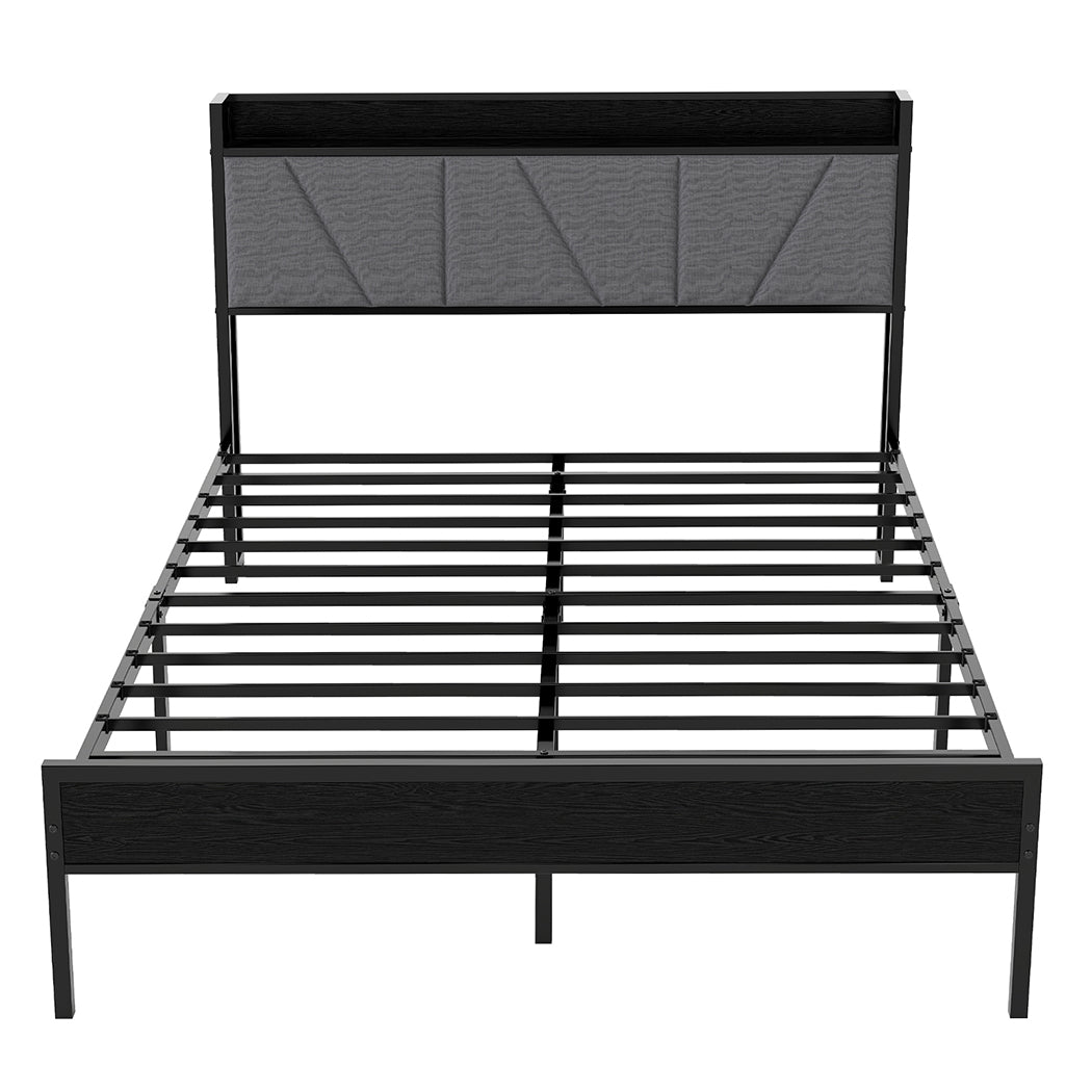 Queen Bed Frame Grey Steel Base 204x153cm