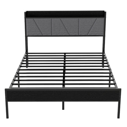 Queen Bed Frame Grey Steel Base 204x153cm