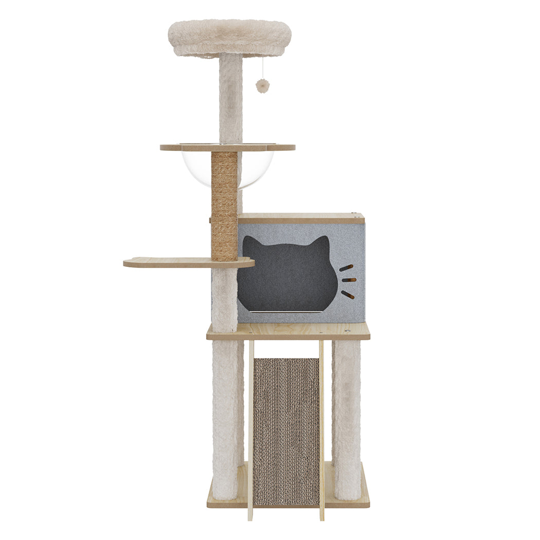 Cat Tree Tower Scratcher Beige 50x40x120cm