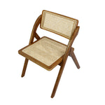 Compact 8X Foldable Rattan Dining Chairs  Wood Finish Classic