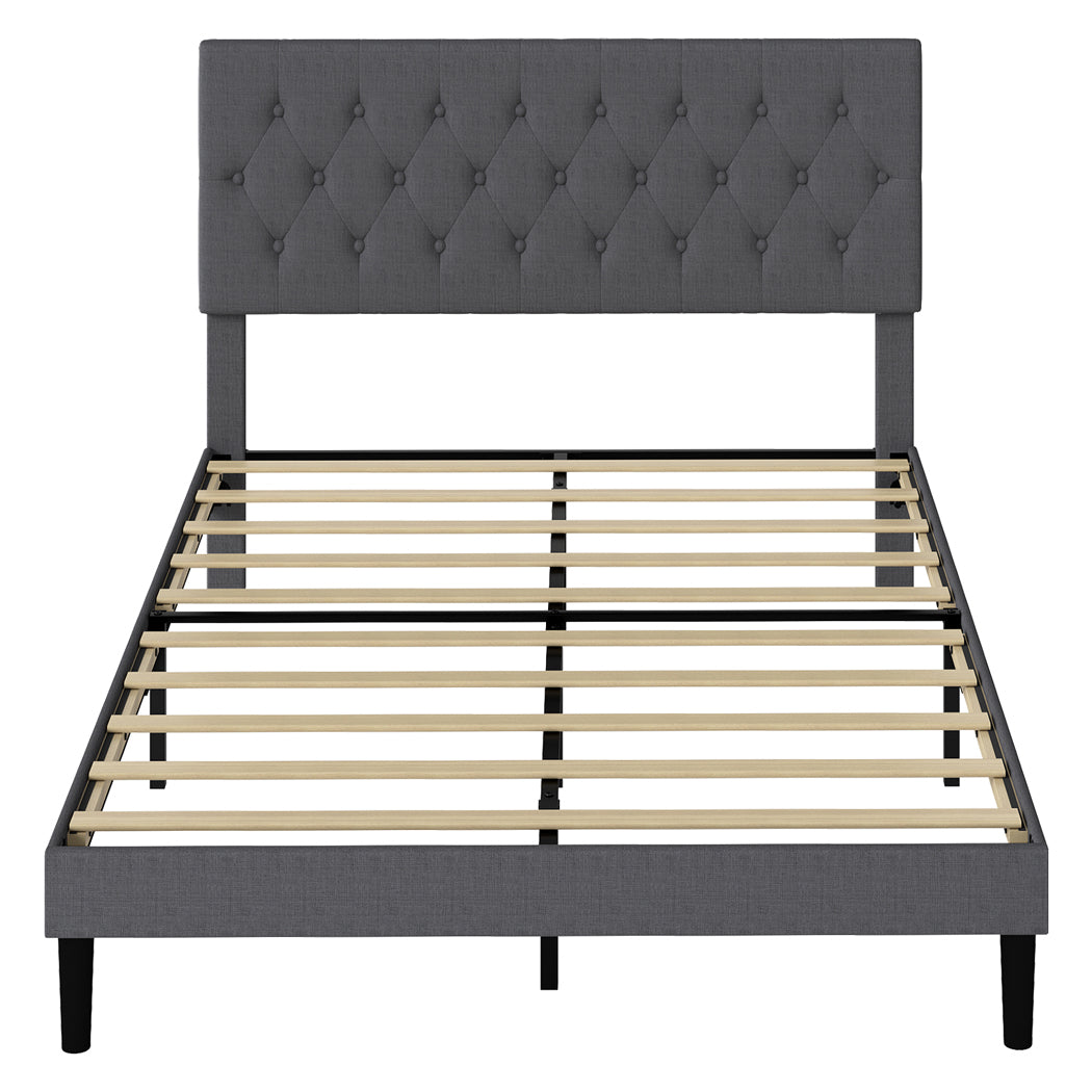 Grey Upholstered Bed Frame Queen 203.5x155x103cm