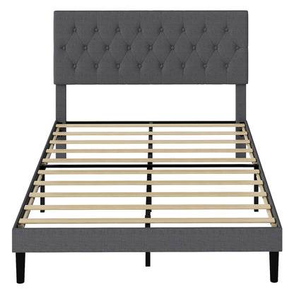 Grey Upholstered Bed Frame Queen 203.5x155x103cm