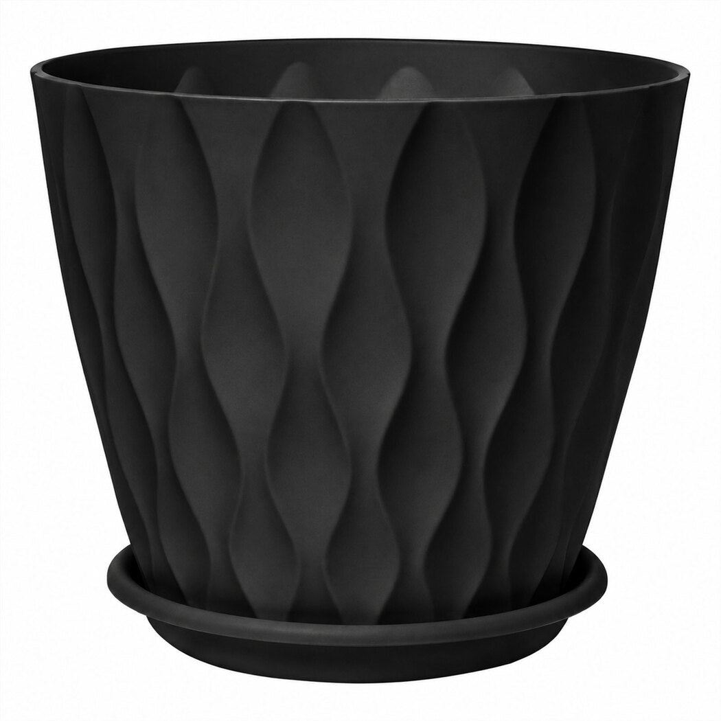 Toque Plant Pots 5 Pcs 8 Inchs Plastic Planter Pots with Drainage Saucers Black