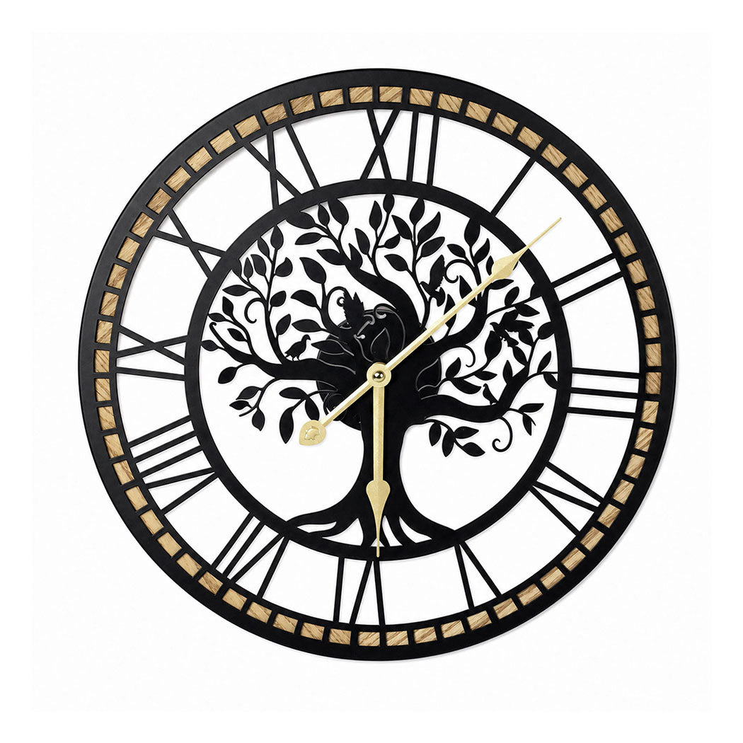Vintage Tree Wall Clock Black 40x40x2.1cm