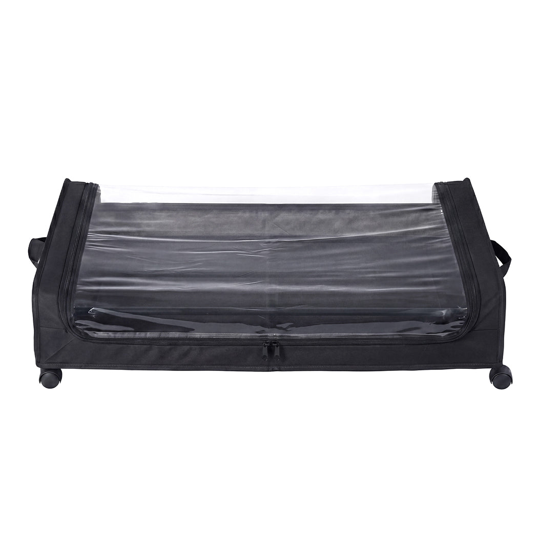 Levede 2x Under Bed Storage Containers for Shoe and Apparel Clear-Lidded Black