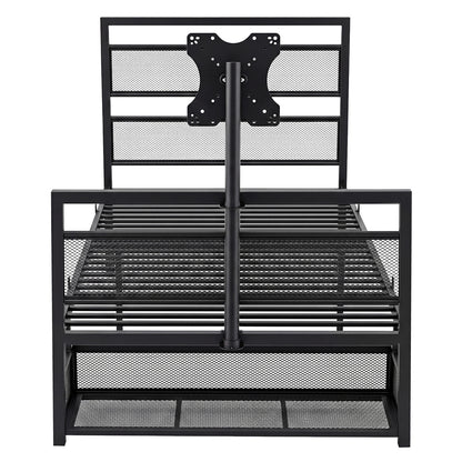 Levede Gaming Bed Frame Rotating TV Mount Storage Metal Single Bed 32in Bedroom