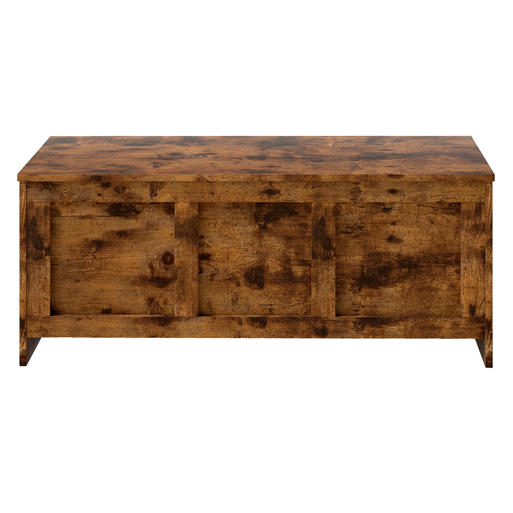 Rustic Storage Bench Wooden Cabinet 100x40x41cm