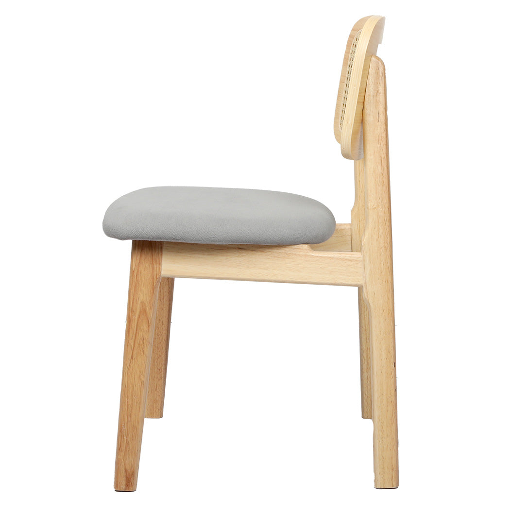 Functional Dining Chair Wood Rattan Armless Natural x6  Premium