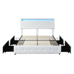 Versatile Queen Bed Frame RGB LED PU 4 Drawer USB  Scandi Inspired