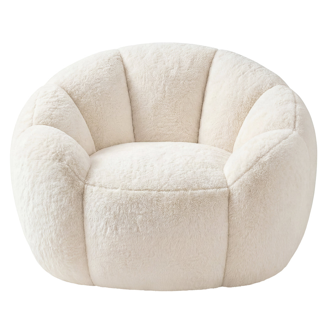 Bean Bag Chair Faux Fur White 100x105x75cm