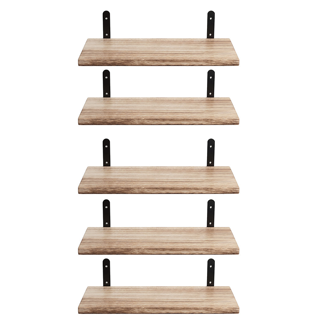 Floating Wall Shelves 5 Pack Rustic Wood Display | HomeAndLiving