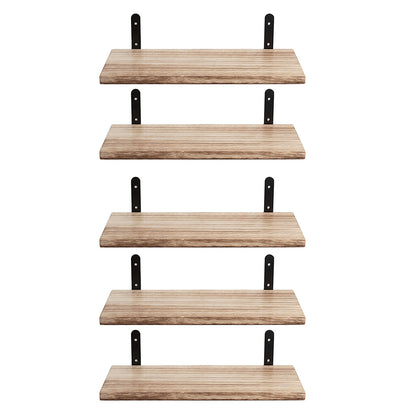 Floating Wall Shelves 5 Pack Rustic Wood Display | HomeAndLiving