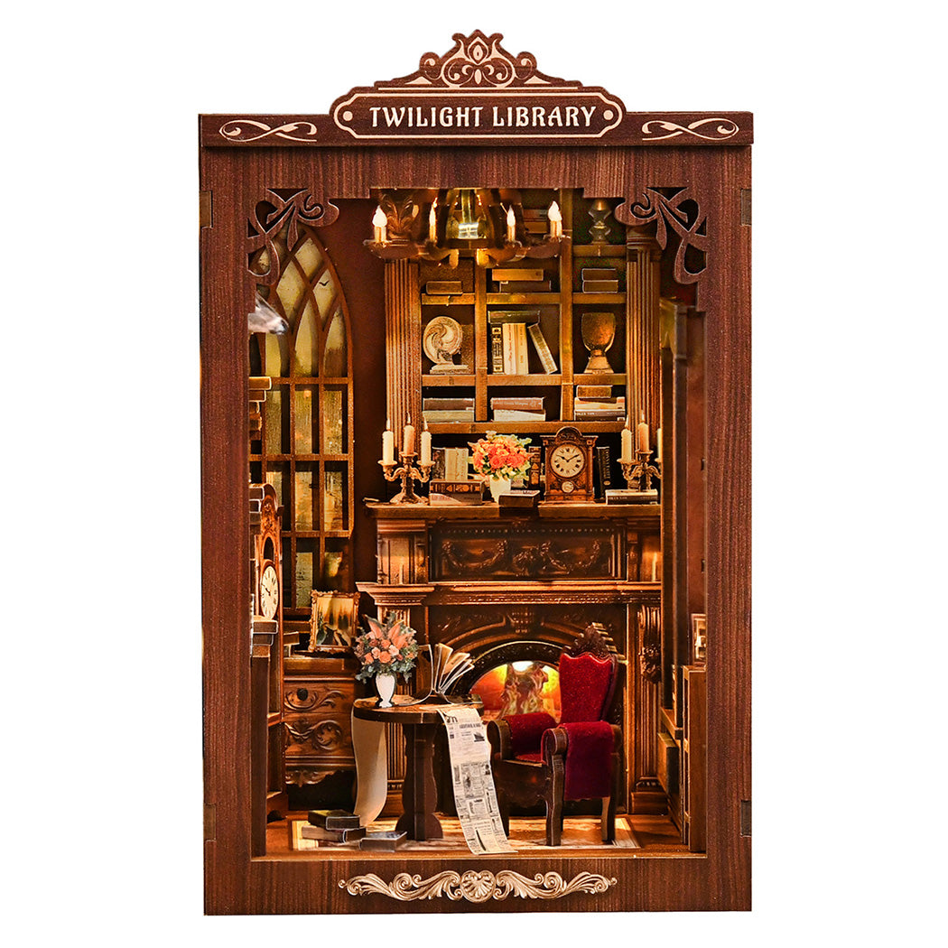 Miniature Book Nook Kit Walnut 12x11x19cm