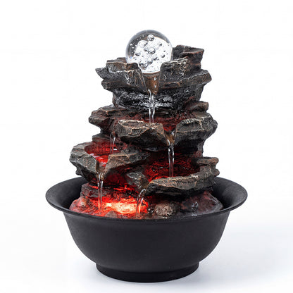 Indoor Water Fountain Brown Tabletop 21x21x24cm