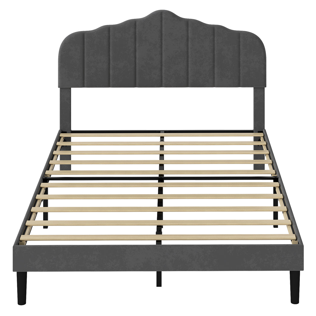 Grey Upholstered Queen Bed Frame 203.5x155x103cm